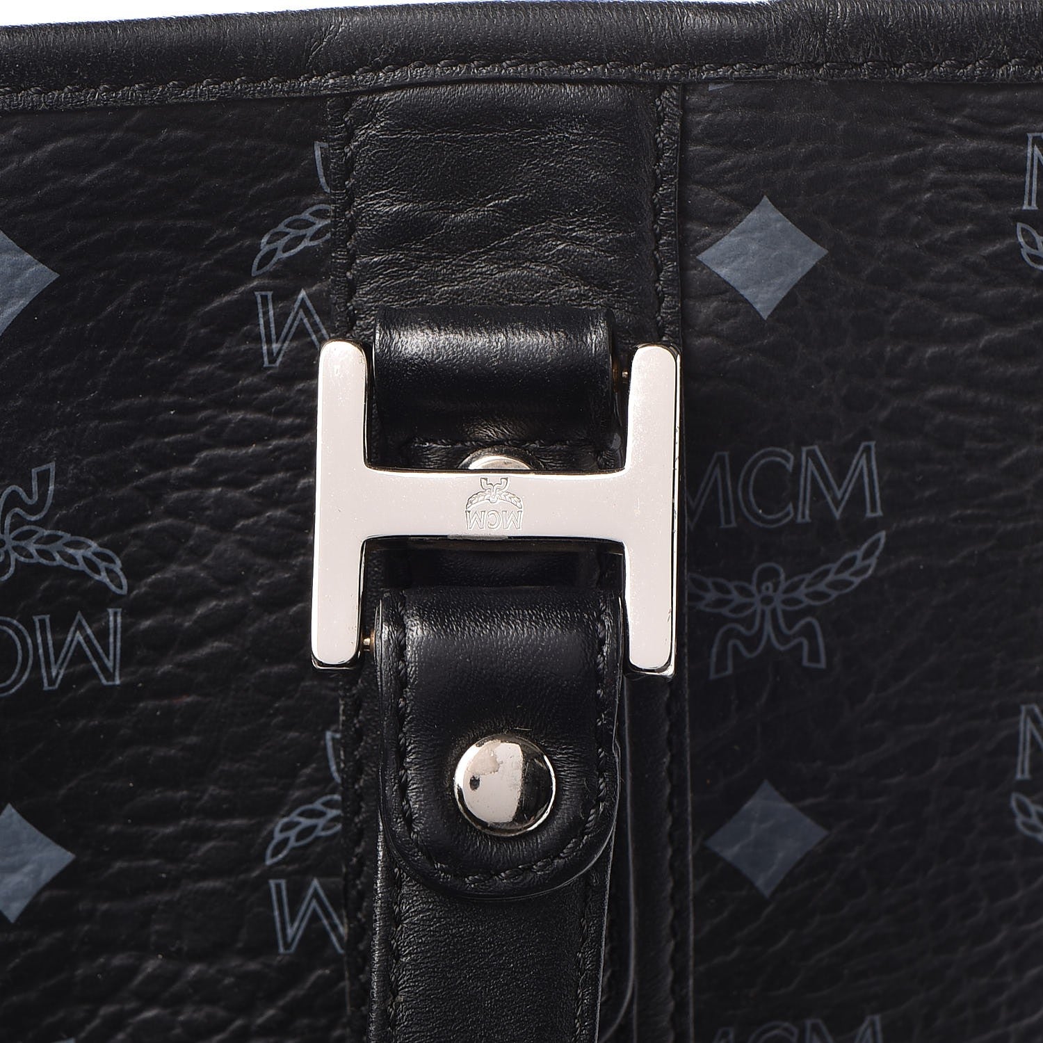MCM Visetos Shopping Tote Cognac Black 10 of 17