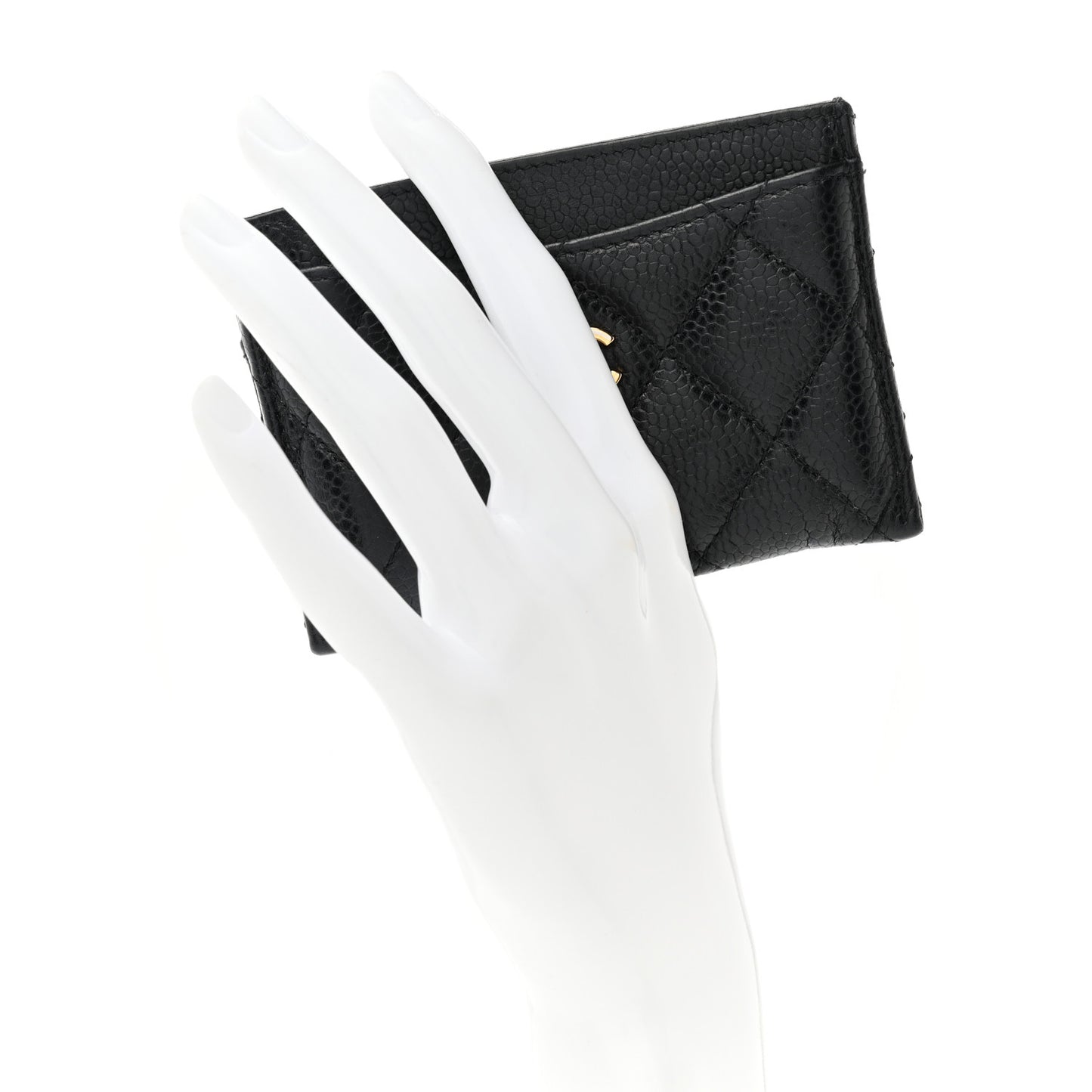 Caviar Quilted Card Holder Black