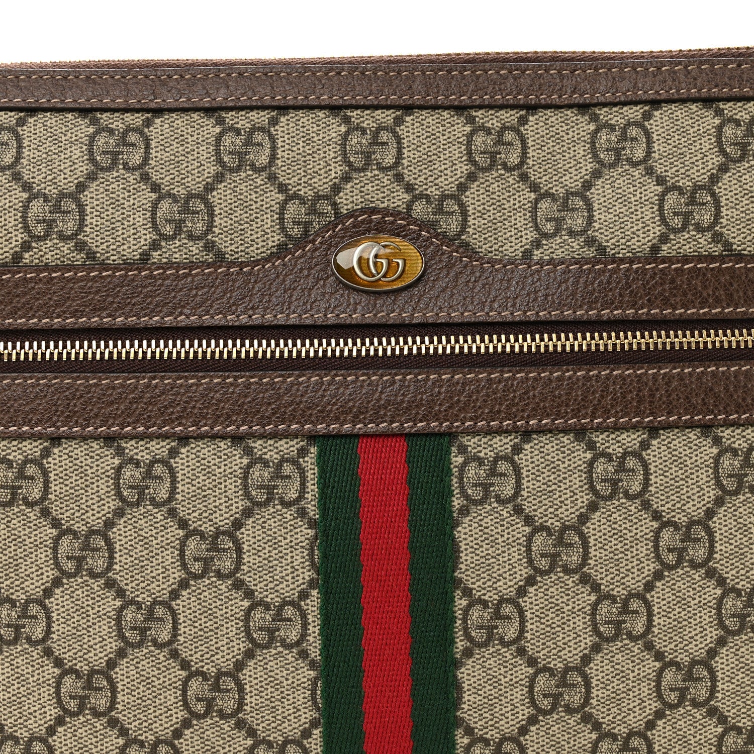 Gucci GG Supreme Monogram Large Ophidia Pouch Clutch Brown 8 of 10