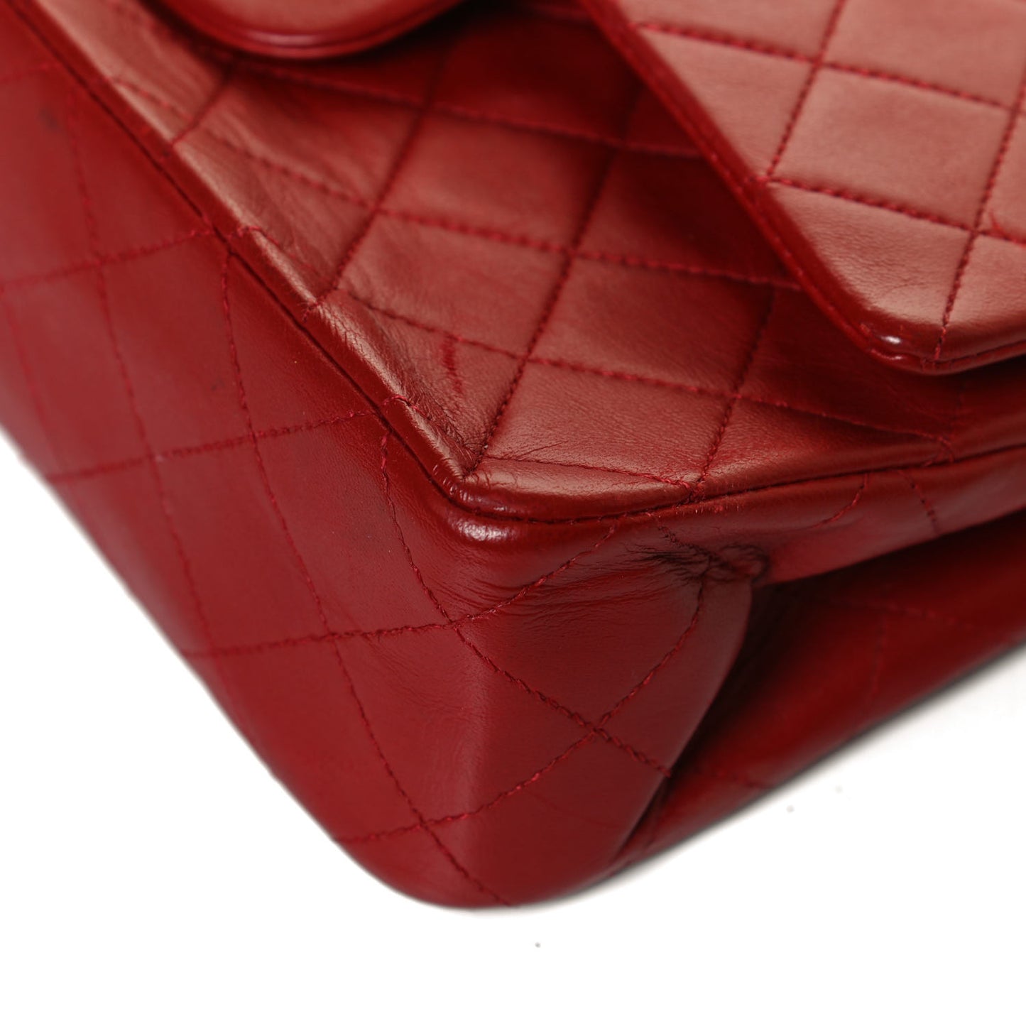 Lambskin Quilted Small Double Flap Red