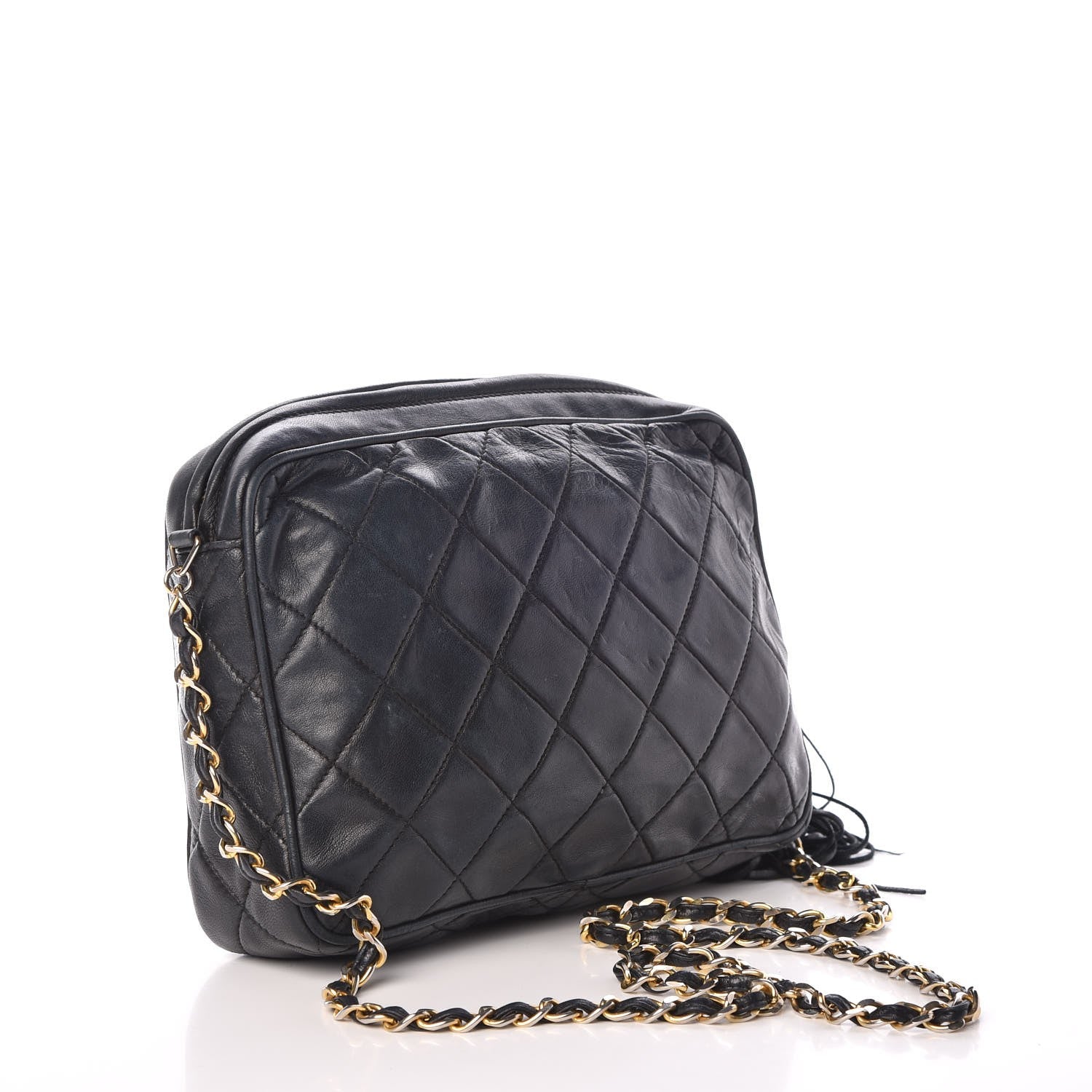 Chanel Lambskin Quilted CC Camera Case Navy 3 of 14