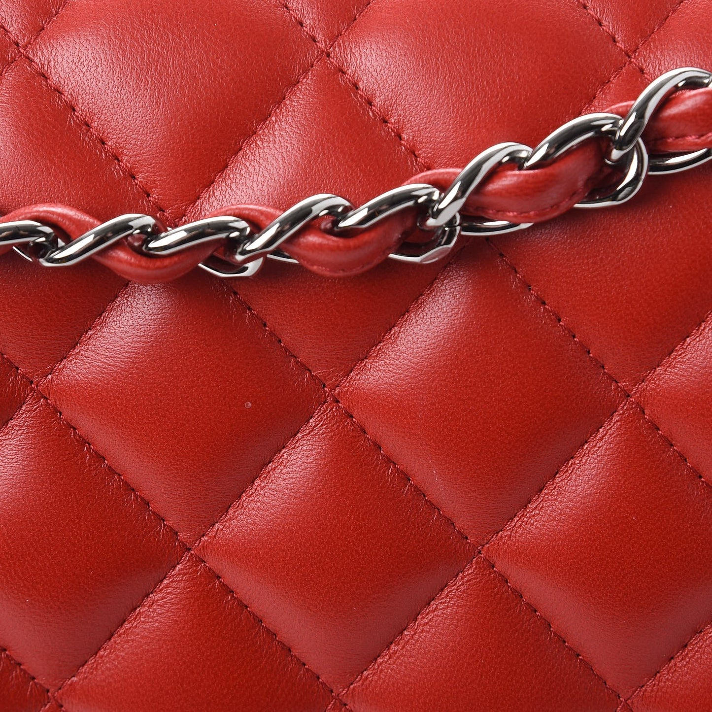 Lambskin Quilted Jumbo Double Flap Red
