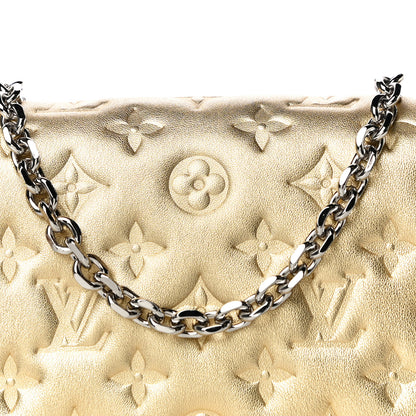 Louis Vuitton Metallic Lambskin Embossed Monogram Pochette Coussin Gold 7 of 9