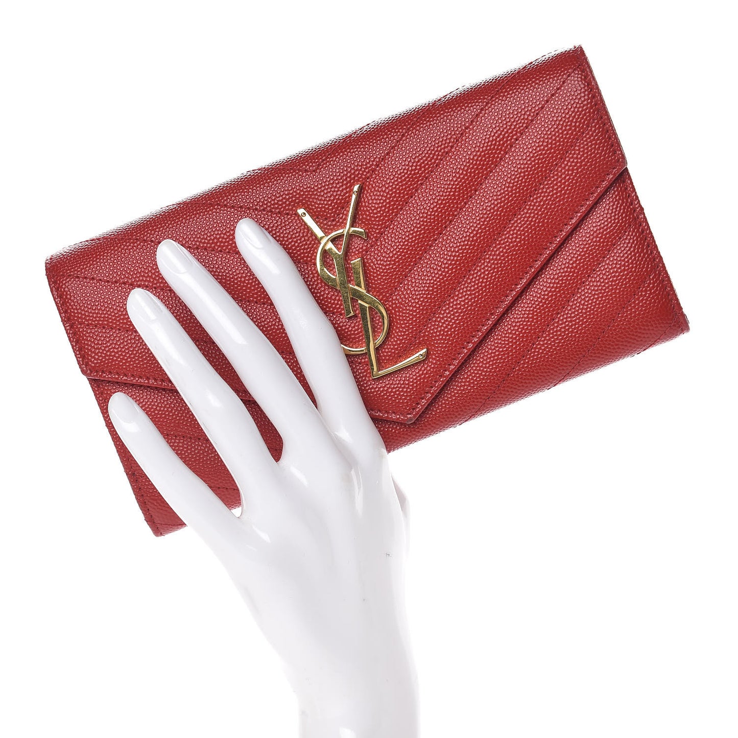 Grain De Poudre Matelasse Chevron Monogram Wallet Lipstick Red