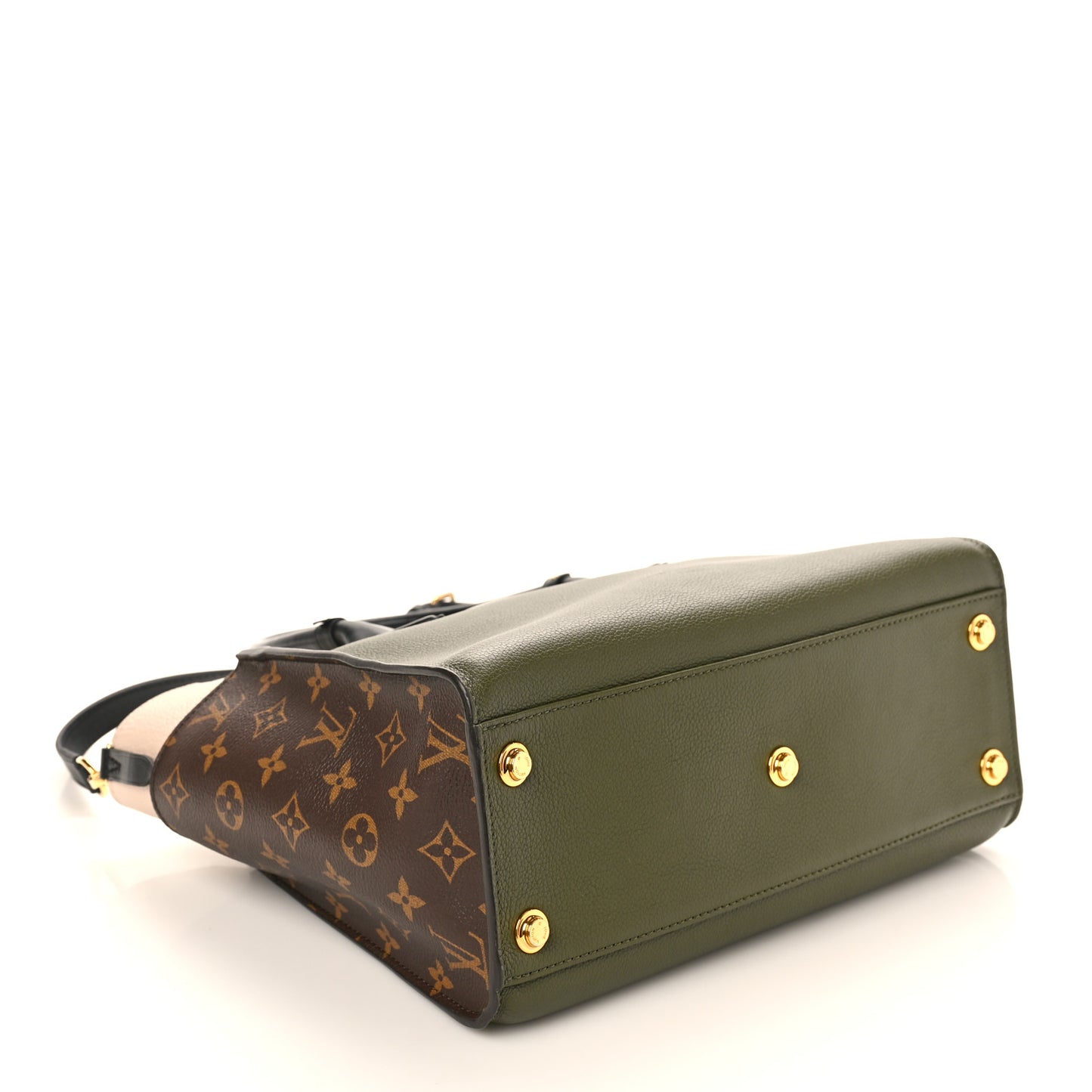 Calfskin Monogram On My Side MM Laurier Green Toffee Latte Beige
