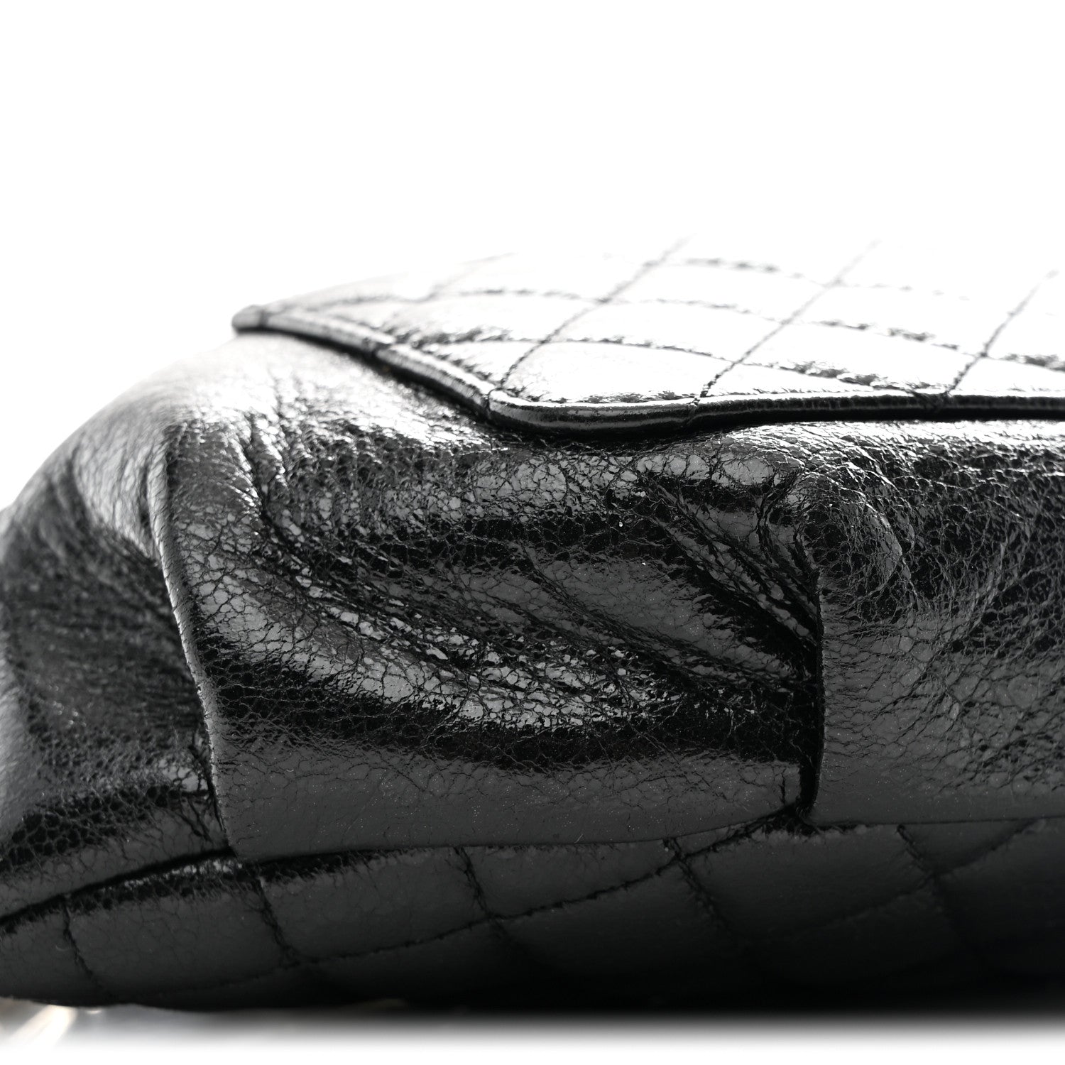 Chanel Crumpled Glazed Lambskin Quilted Waist Bag Fanny Pack Black 9 of 10