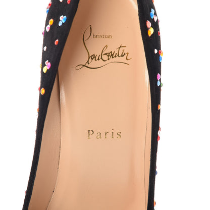 Christian Louboutin Veau Velour Follies Clair de Lune 100 Pumps 37 Black Multi 7 of 9