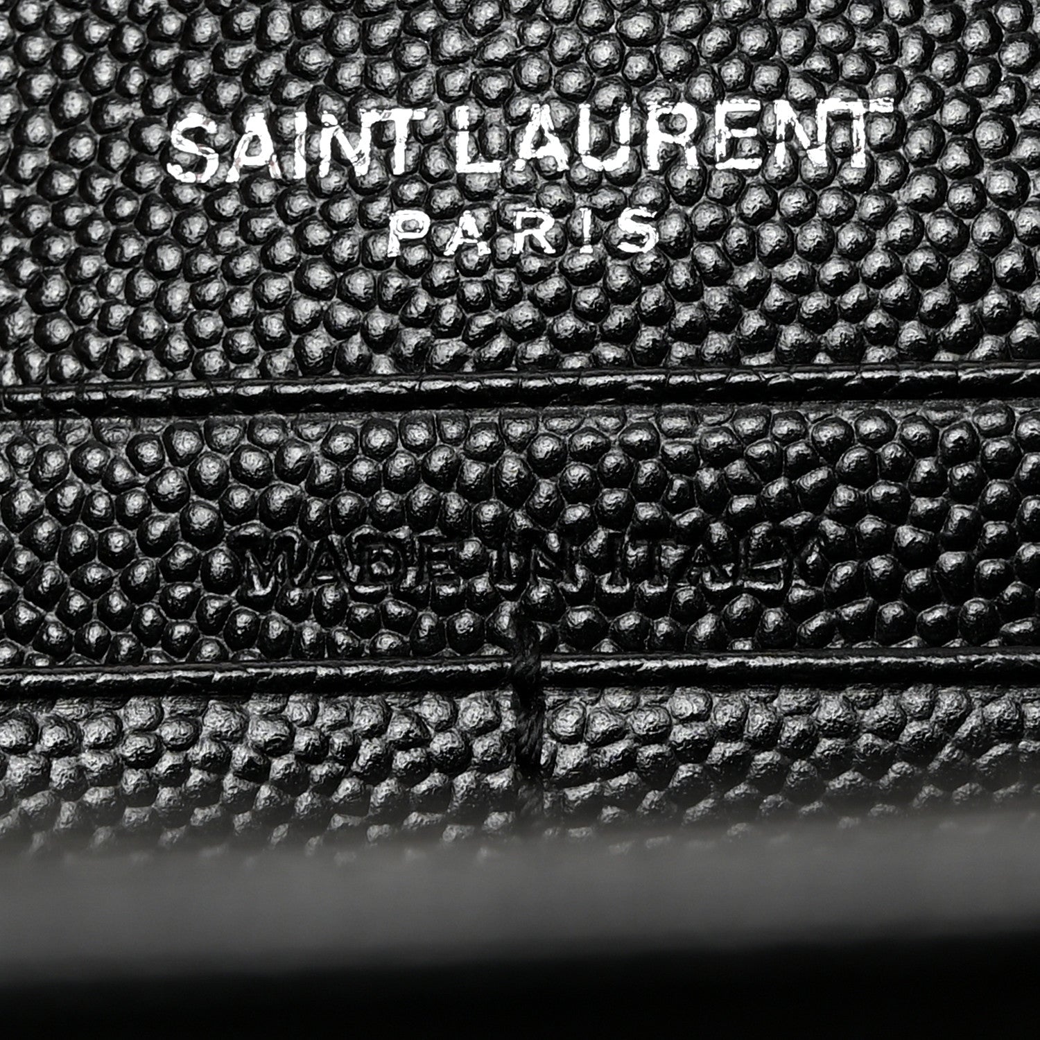 Saint Laurent Grain De Poudre Matelasse Chevron Monogram Monochrome Chain Wallet Black 7 of 10