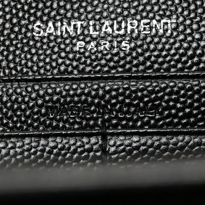 Saint Laurent Grain De Poudre Matelasse Chevron Monogram Monochrome Chain Wallet Black 7 of 10