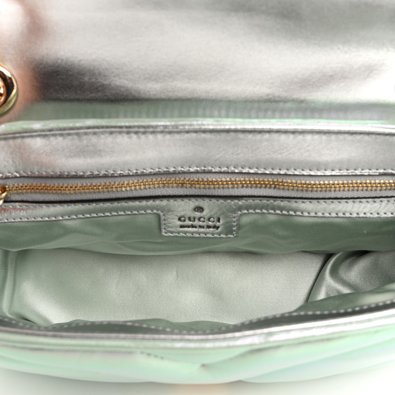 Gucci Iridescent Nappa Chevron Matelasse Small GG Marmont Shoulder Bag Iridescent Snow Light Blue 5 of 10