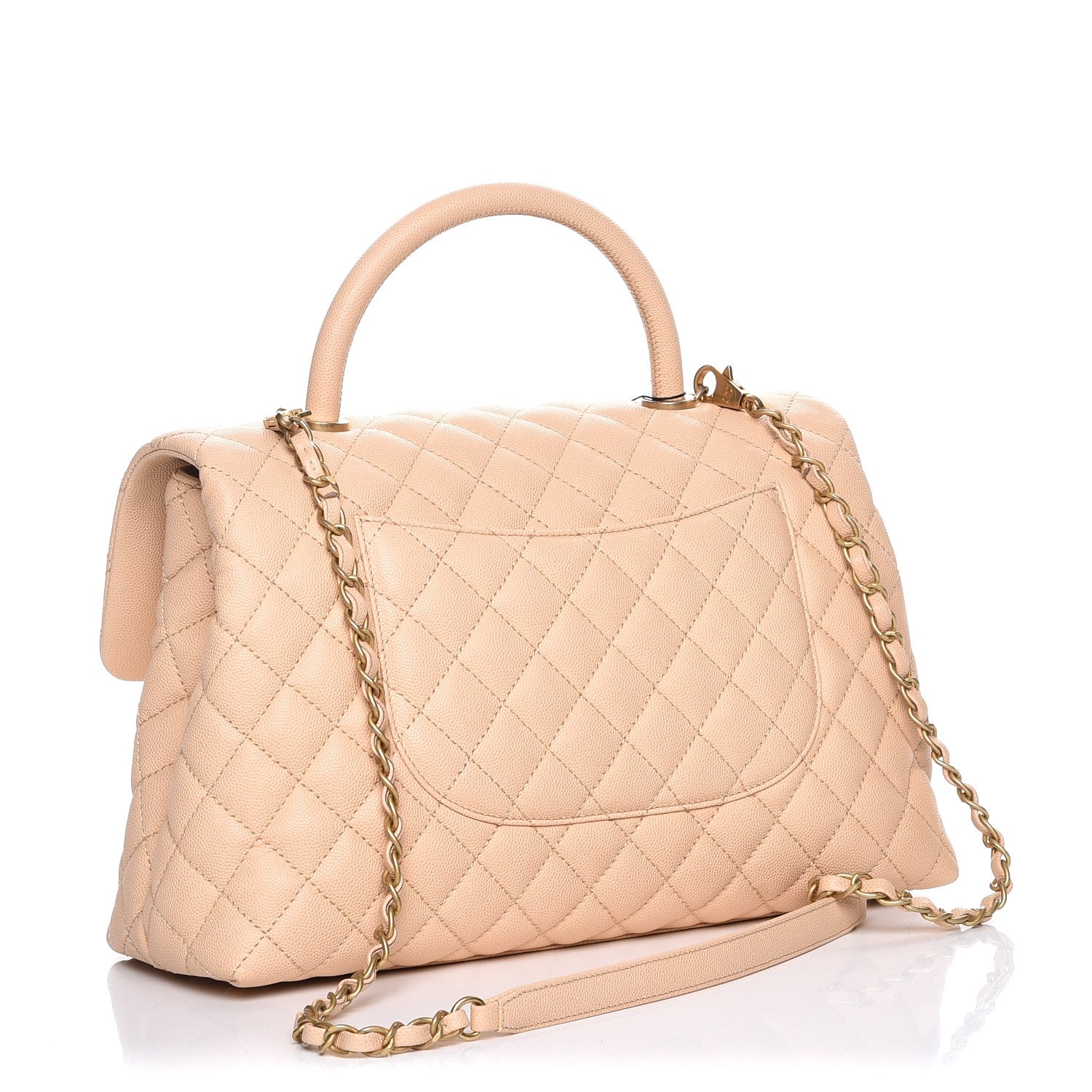 Chanel Caviar Quilted Medium Coco Handle Flap Light Beige 4 of 10