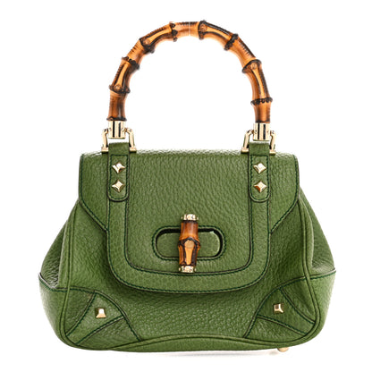 Gucci Calfskin Bamboo Top Handle Bag Green 1 of 15