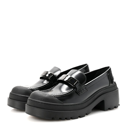 Christian Dior Brushed Calfskin Rubber Dior Code Cap Toe Lug Sole 35mm Loafers 39 Black 4 of 9