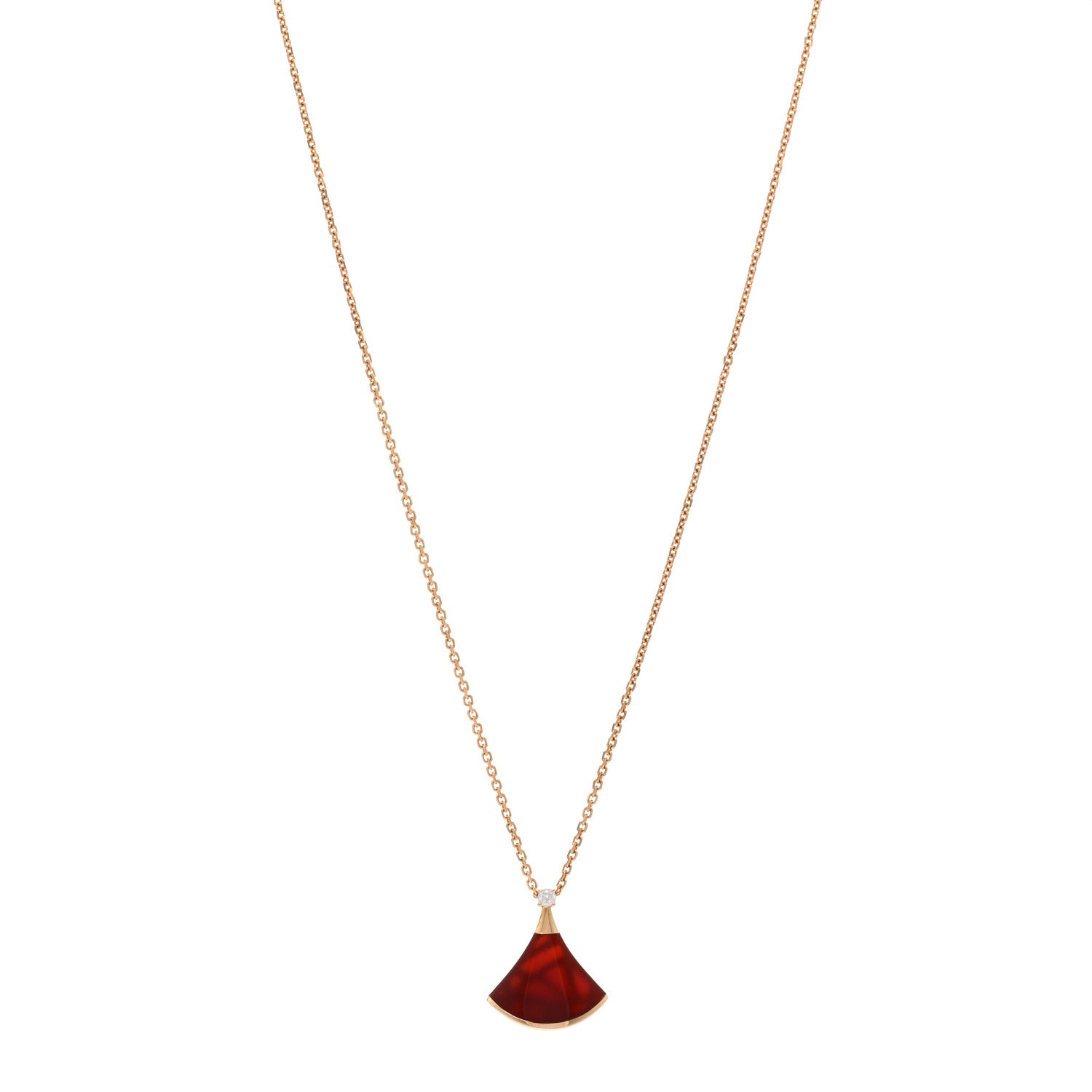Bulgari 18K Rose Gold Diamond Carnelian Divas' Dream Pendant Necklace 1 of 5