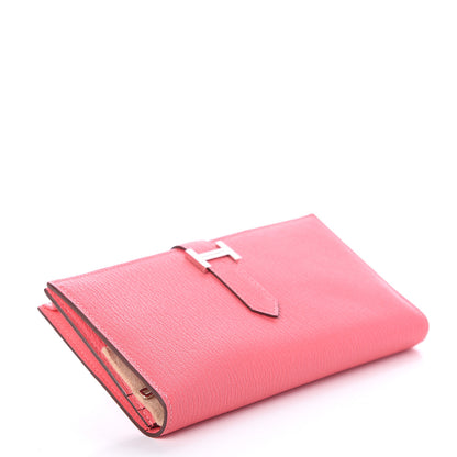 Hermes Chevre Mysore Bearn Gusset Wallet Rose Lipstick 3 of 5
