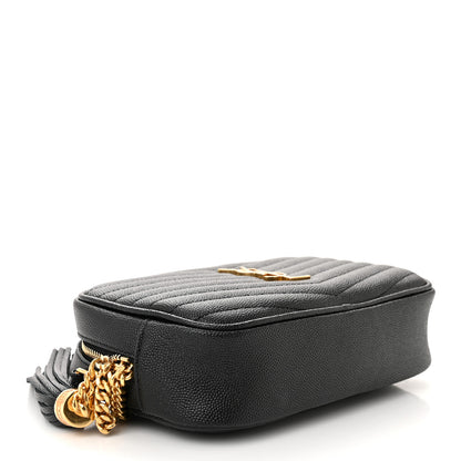Saint Laurent Grain De Poudre Matelasse Monogram Mini Lou Camera Bag Black 4 of 11