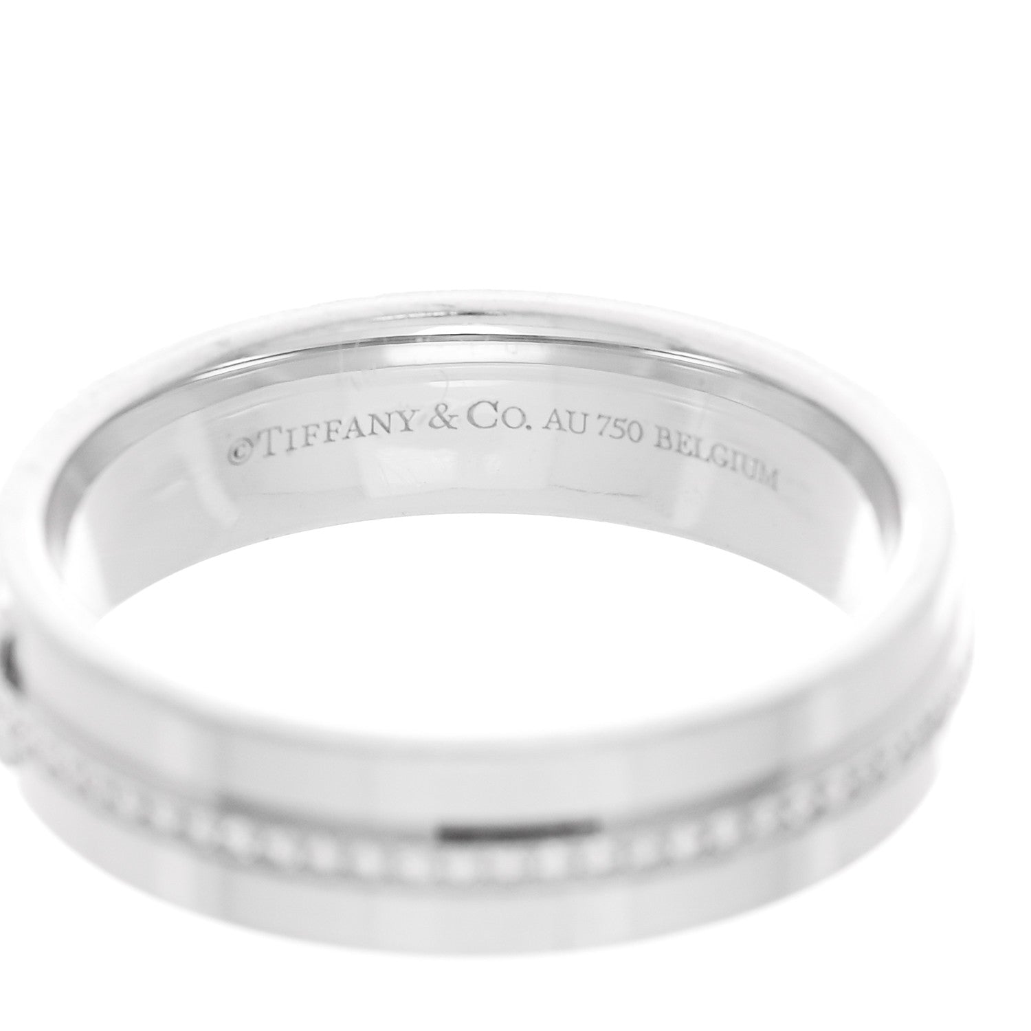 Tiffany 18K White Gold Diamond Wide T Two Ring 58 8.5 4 of 5