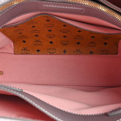 MCM Metallic Grained Calfskin Medium Milla Tote Spike Silver 5 of 13