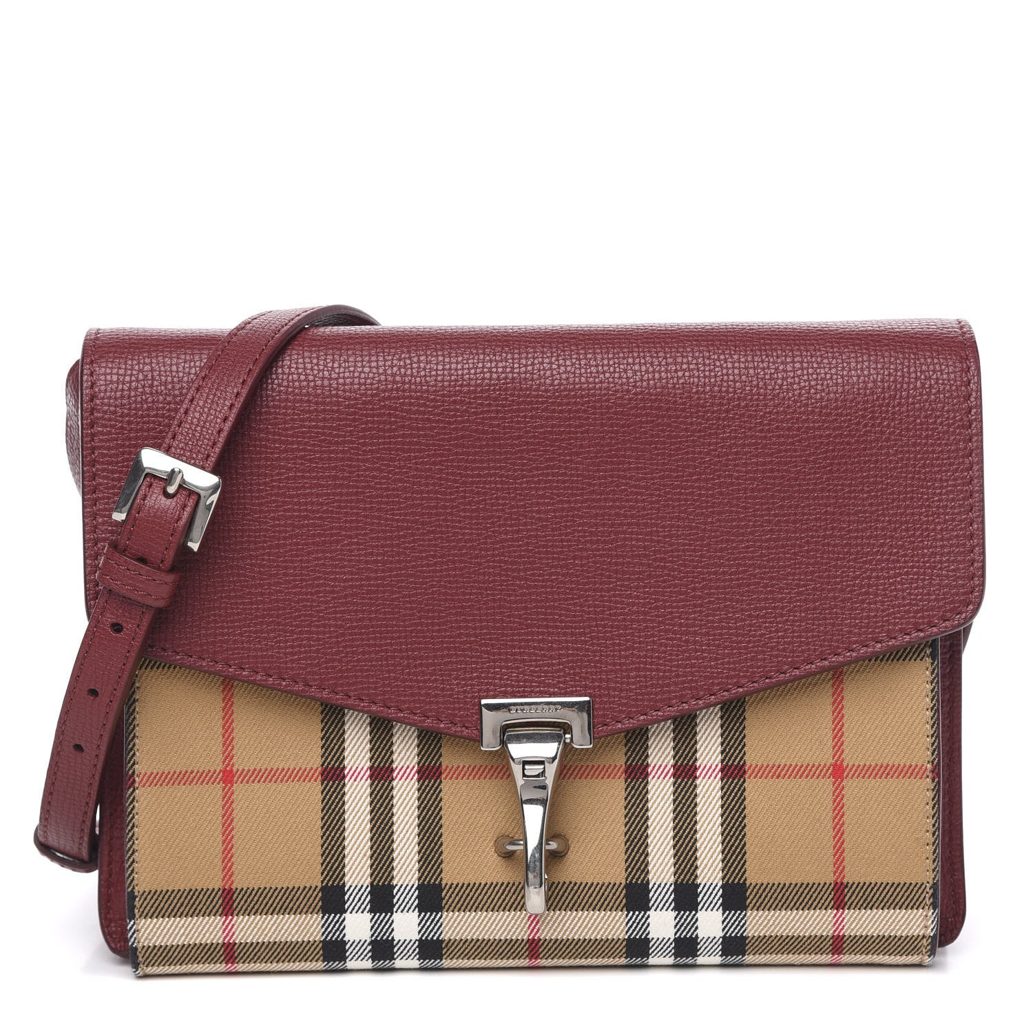 Burberry Derby Calfskin House Check Mini Macken Crossbody Bag Russet Red 1 of 9