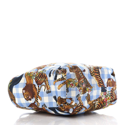 Gucci Canvas Kids Felines Vichy Print Tote Clear Sky Blue 4 of 9