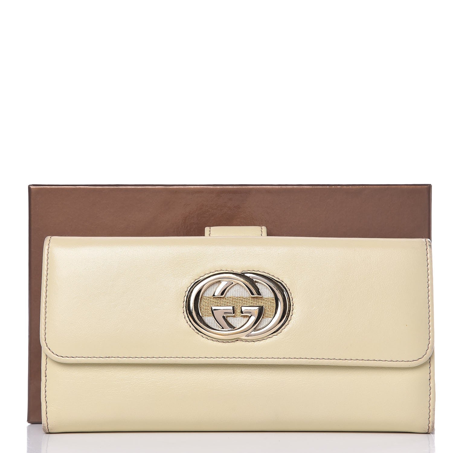 Gucci Calfskin Suede Britt Continental Flap Wallet Ivory 12 of 12