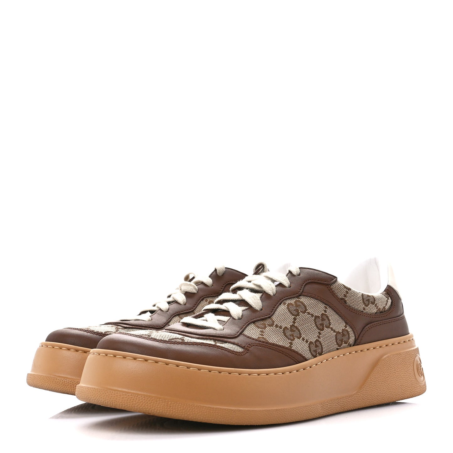 Calfskin GG Monogram Womens Platform 55mm Sneakers 42 Hezelnut Beige Ebony Mystic White