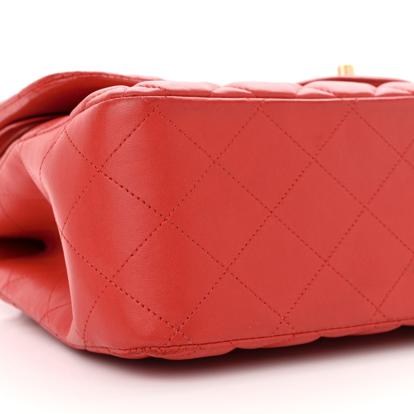 Lambskin Quilted Jumbo Double Flap Red
