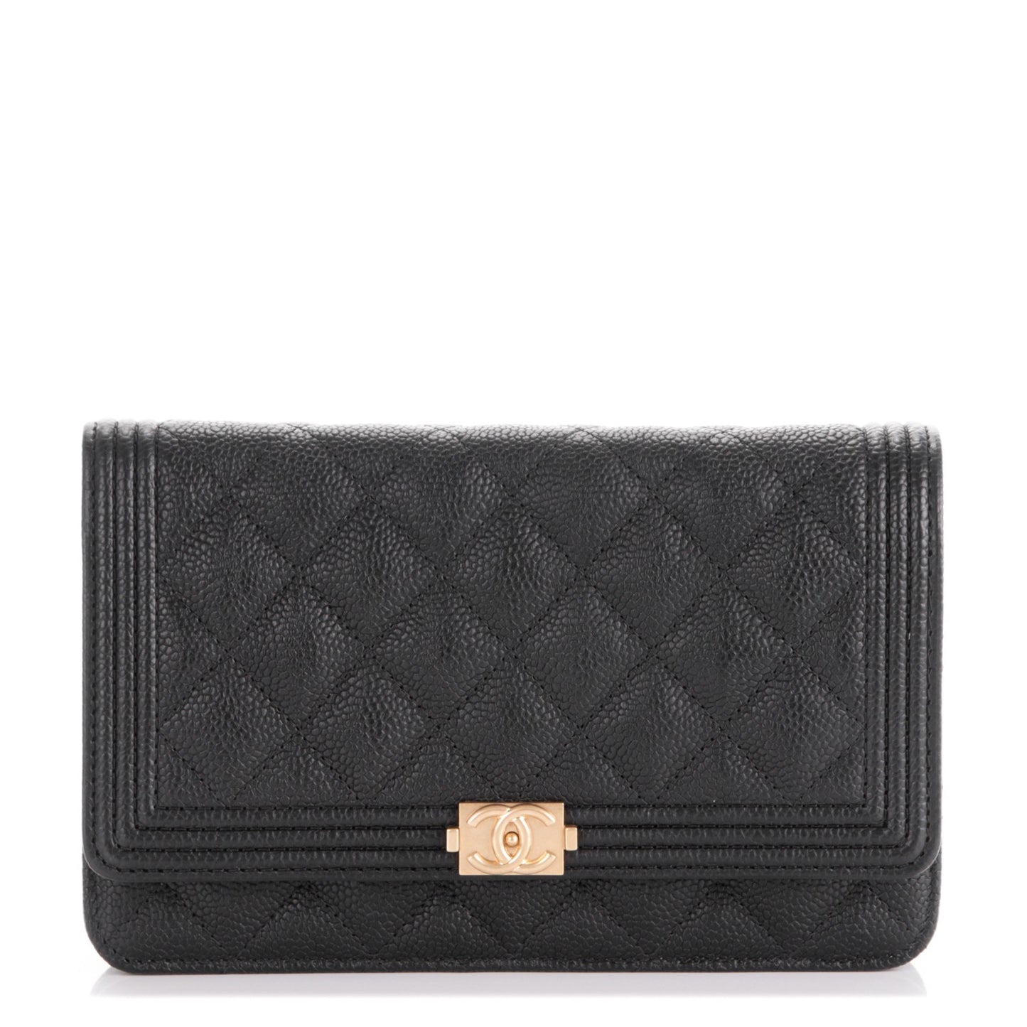 Caviar Quilted Boy Wallet On Chain WOC Black