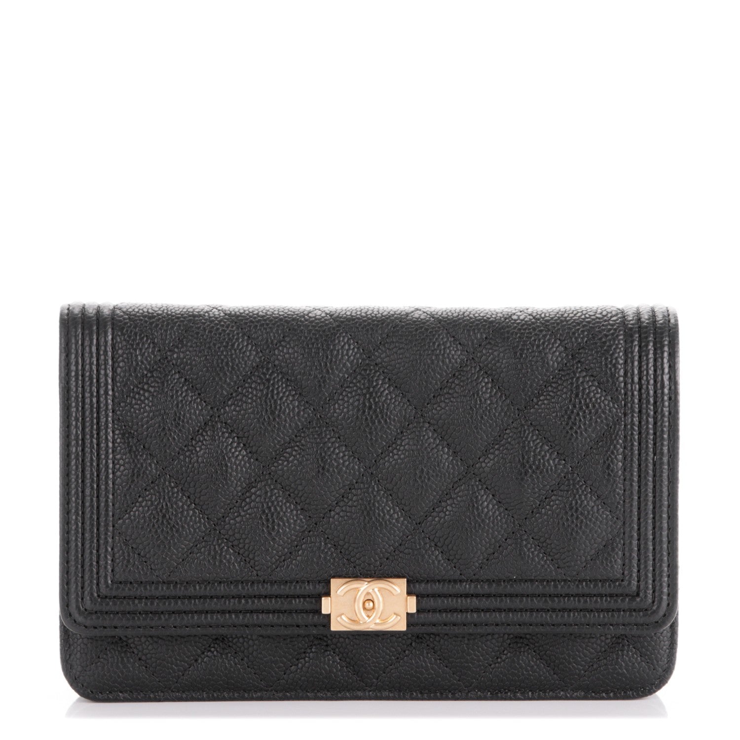 Chanel Caviar Quilted Boy Wallet On Chain WOC Black 1 of 8