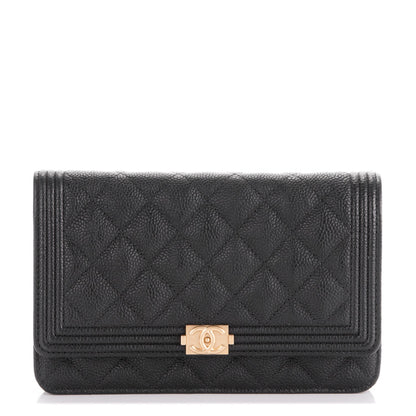 Chanel Caviar Quilted Boy Wallet On Chain WOC Black 1 of 8