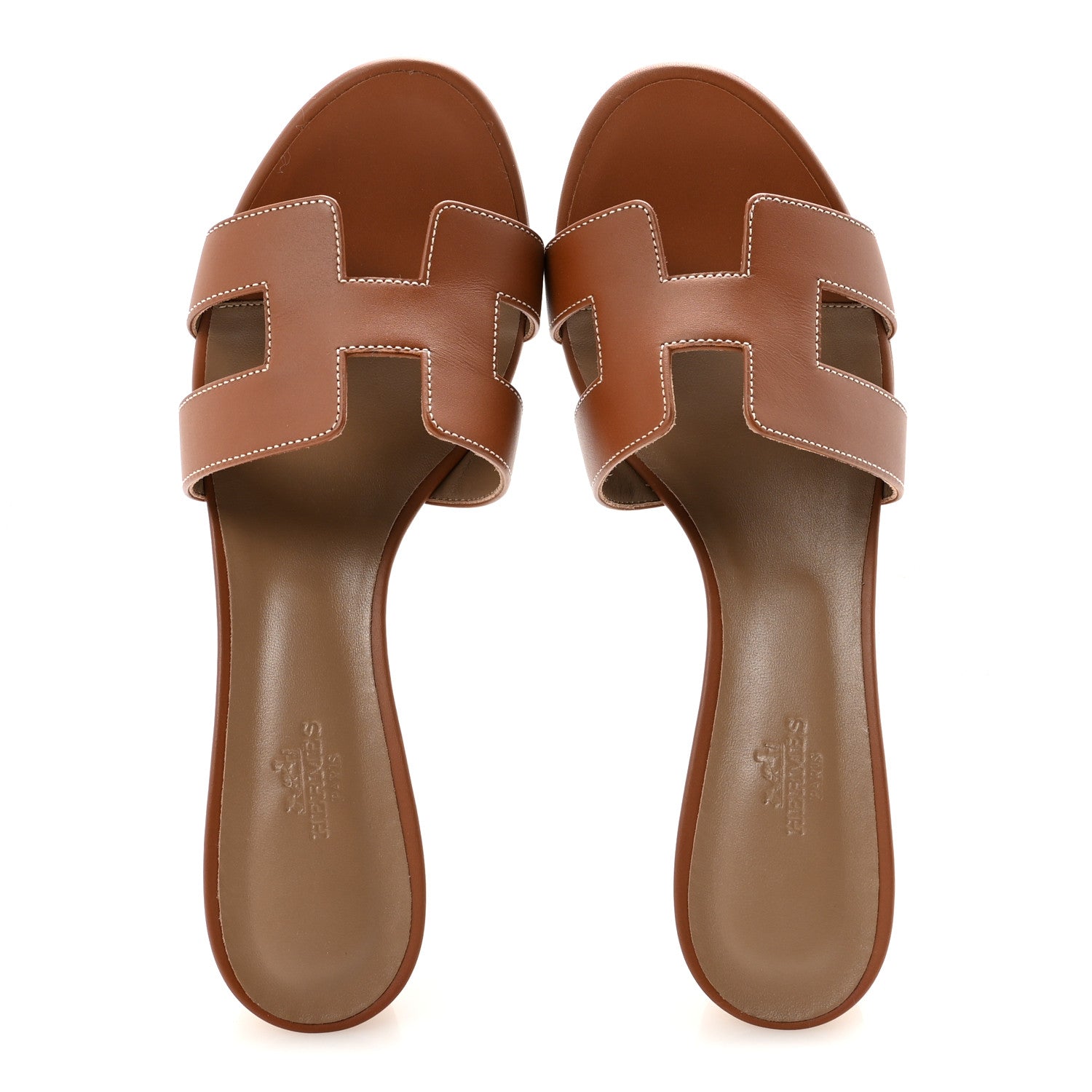 Hermes Calfskin Oasis Sandals 39.5 Gold 2 of 9