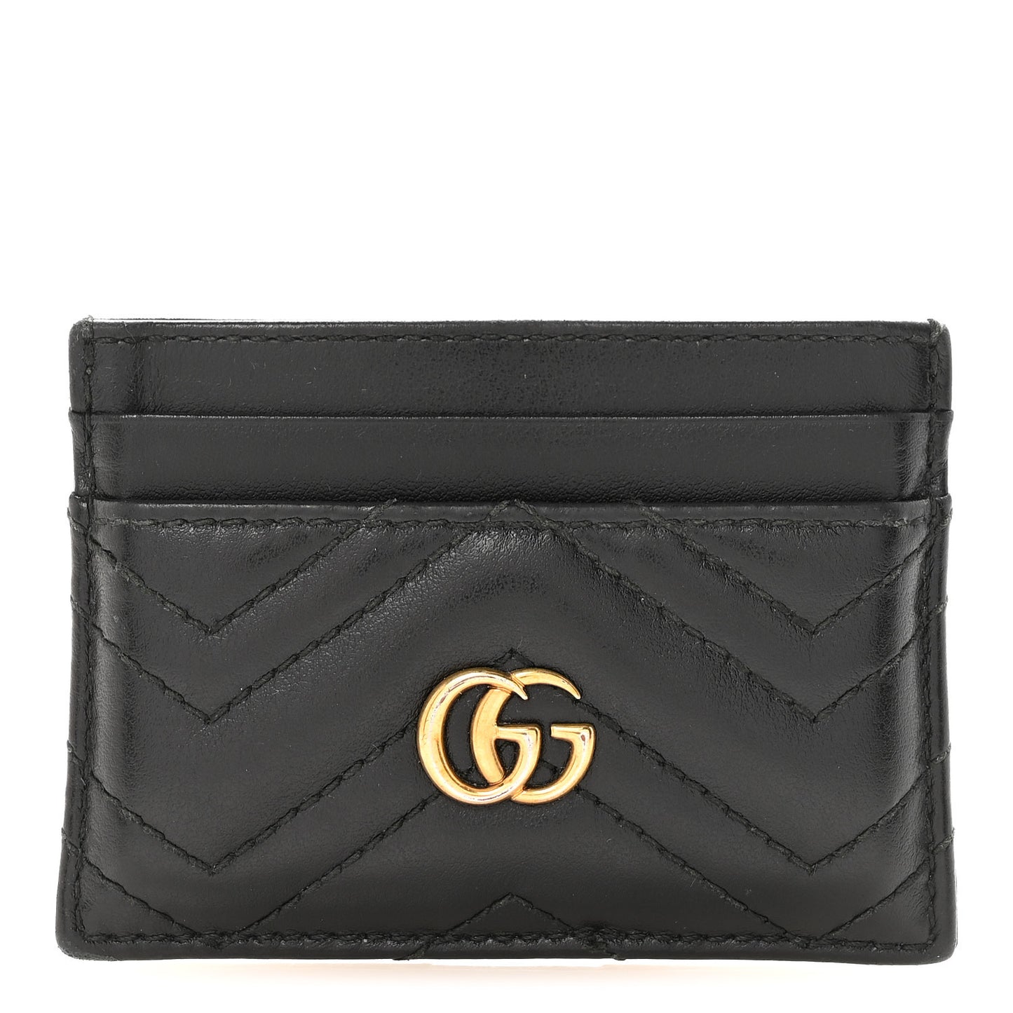Calfskin Matelasse GG Marmont Card Holder Black