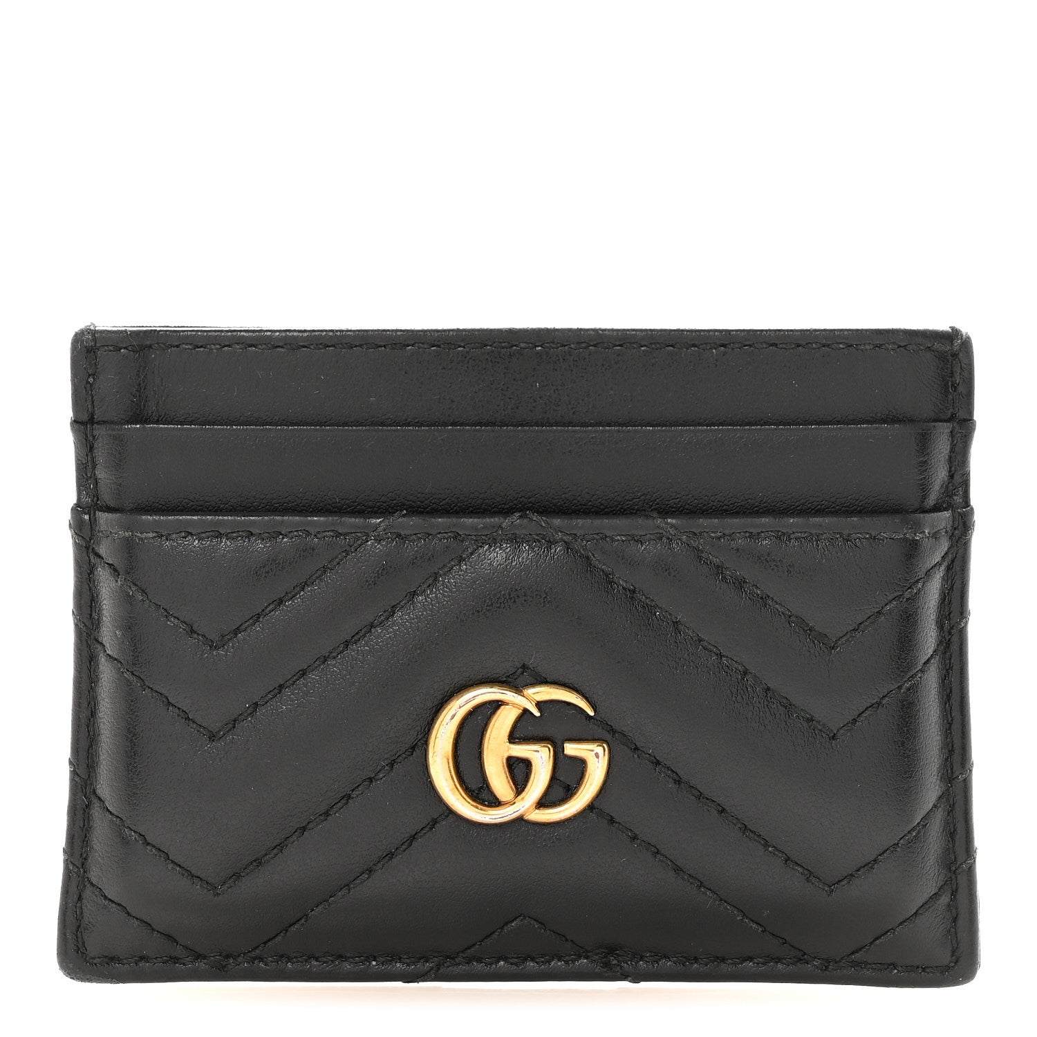 Gucci Calfskin Matelasse GG Marmont Card Holder Black 1 of 7