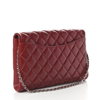 Chanel Caviar Quilted Clutch With Chain Flap Red 3 of 11