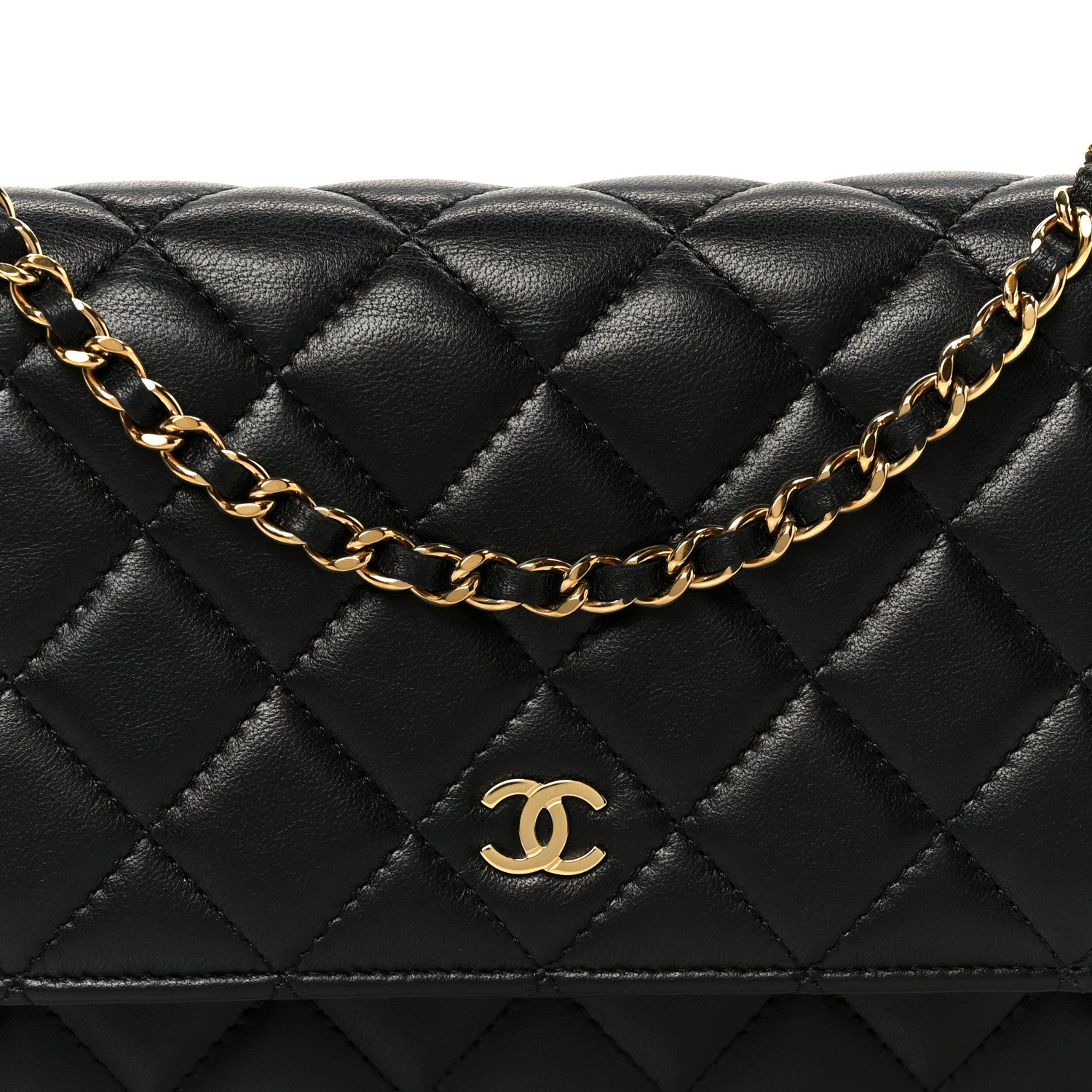 Chanel Lambskin Quilted Wallet On Chain WOC Black 9 of 12