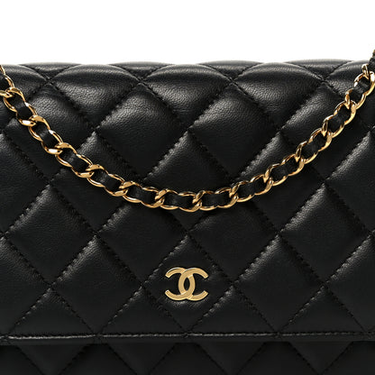 Chanel Lambskin Quilted Wallet On Chain WOC Black 9 of 12