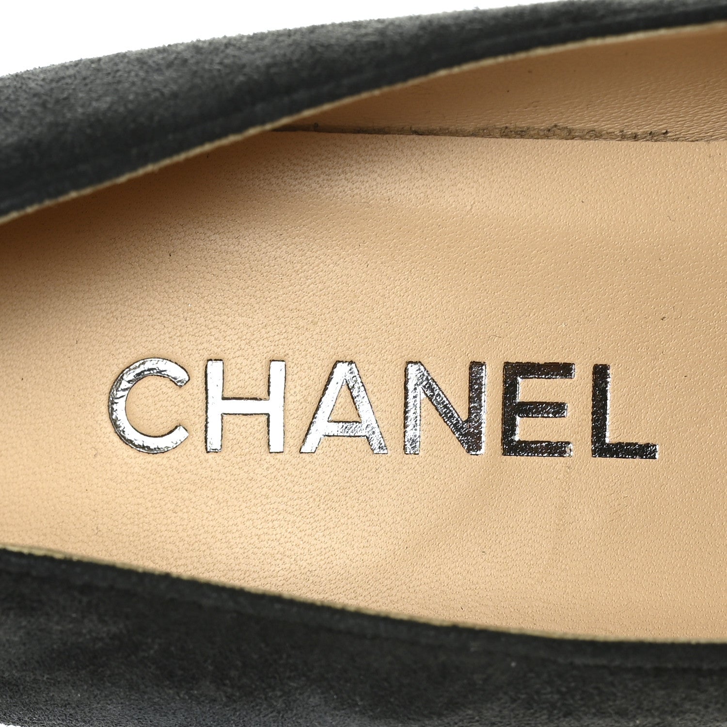 Chanel Suede Grosgrain Cap Toe Chain Pumps 38 Black 7 of 9