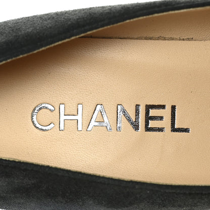 Chanel Suede Grosgrain Cap Toe Chain Pumps 38 Black 7 of 9