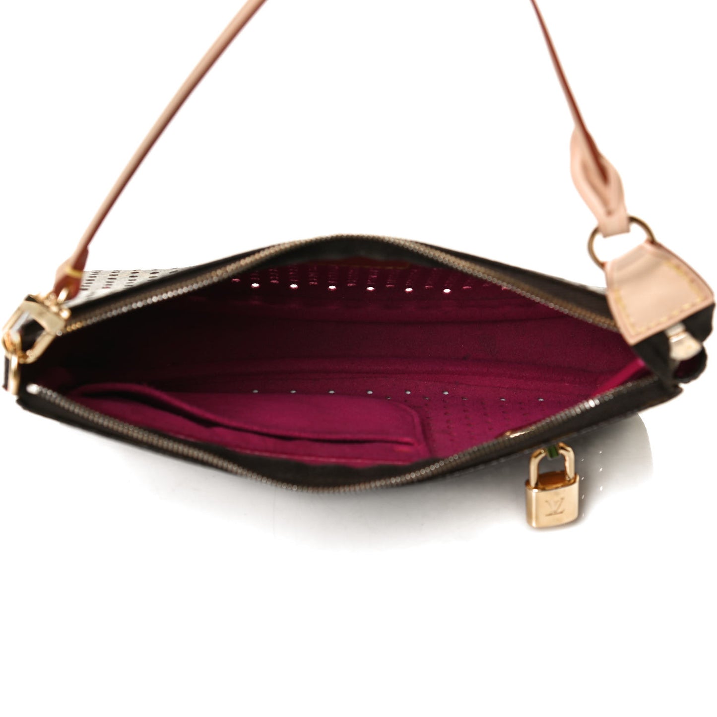 Monogram Perforated Pochette Accessories Bag Fuchsia