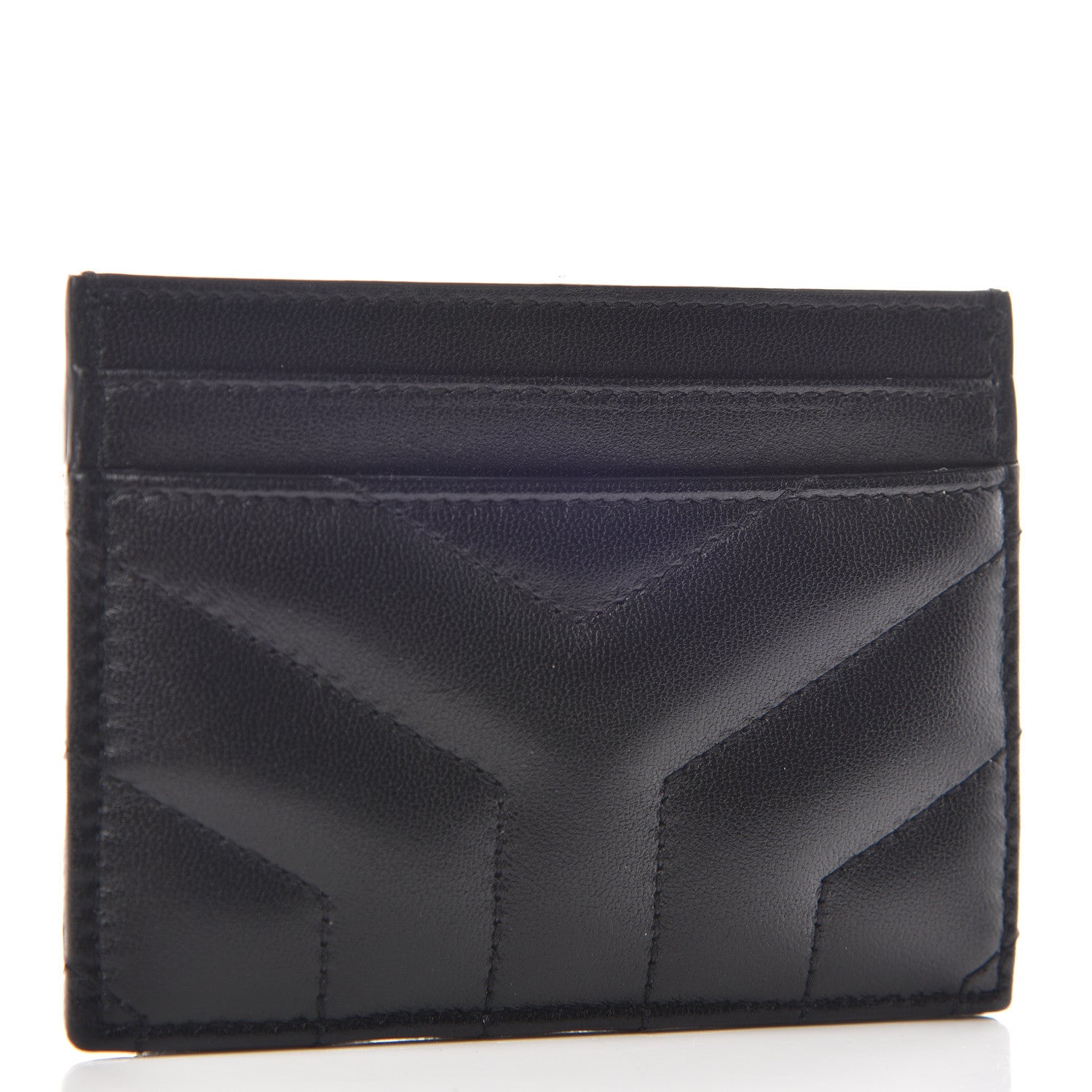 Saint Laurent Calfskin Y Quilted Monogram LouLou Credit Card Case Black 3 of 7