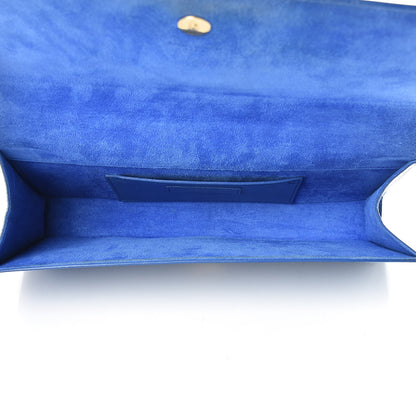 Saint Laurent Patent Grain De Poudre Classic Monogram Cassandre Clutch Blue 5 of 10