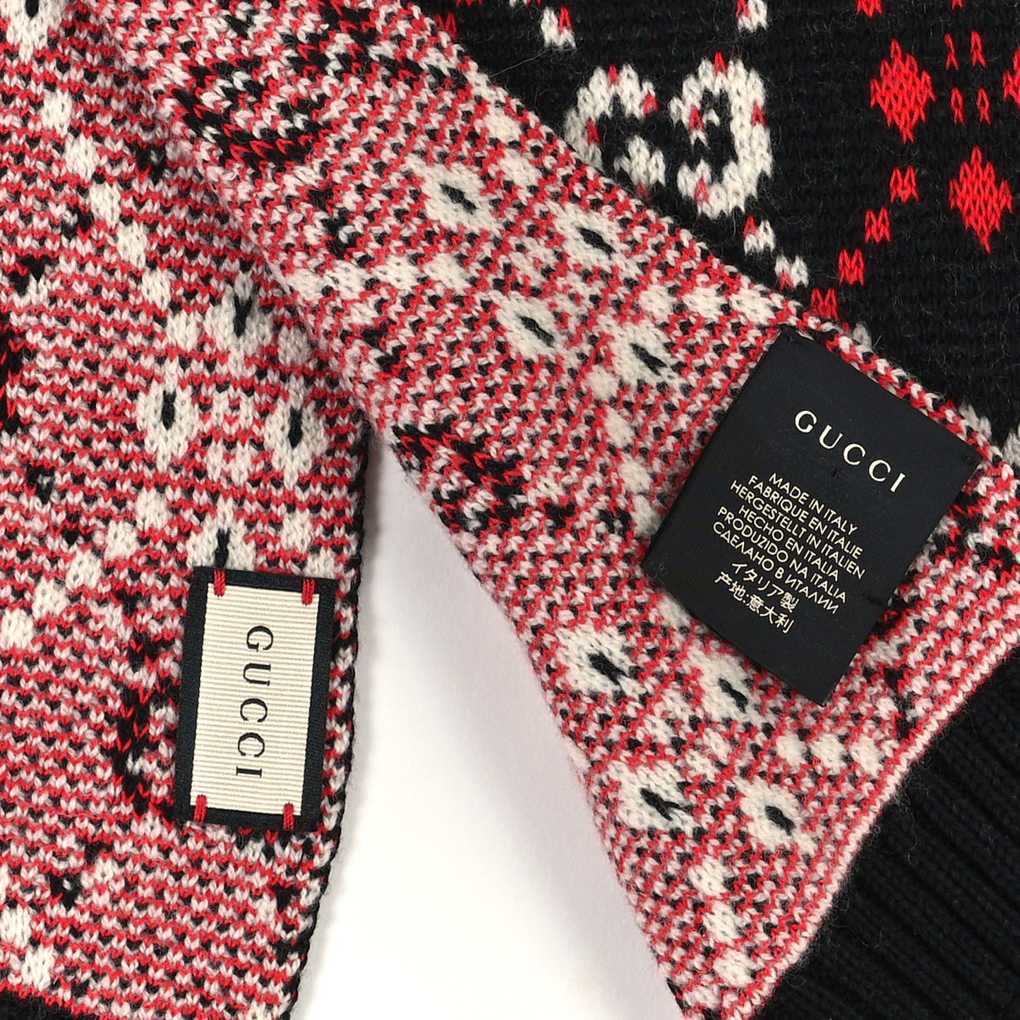 Wool GG Monogram Scarf Red Black Blue