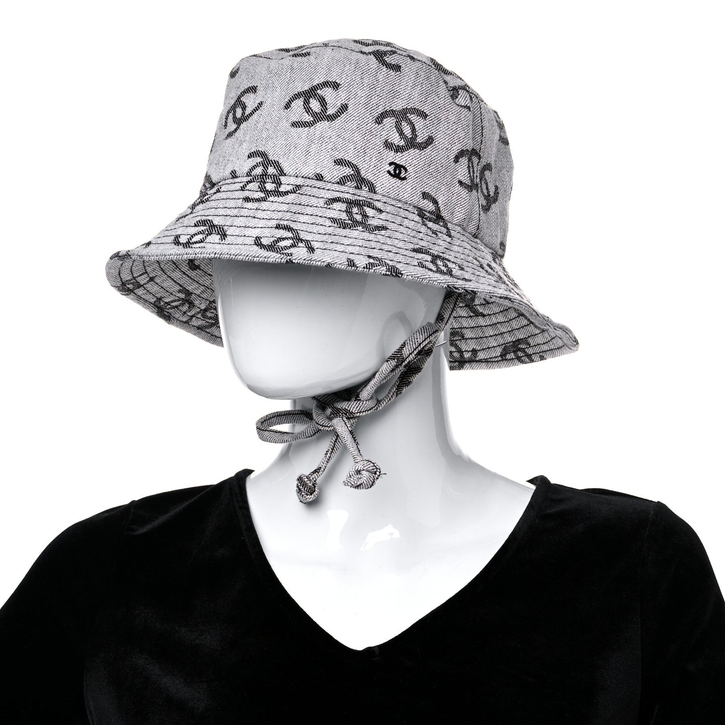 Denim CC Bucket Hat M White Black