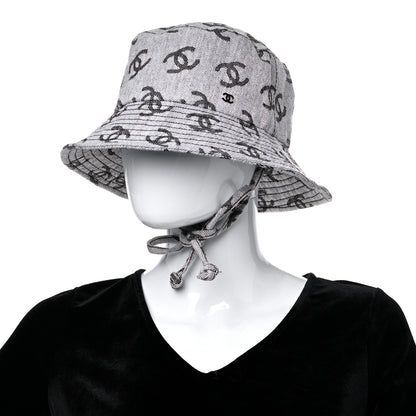 Chanel Denim CC Bucket Hat M White Black 2 of 7