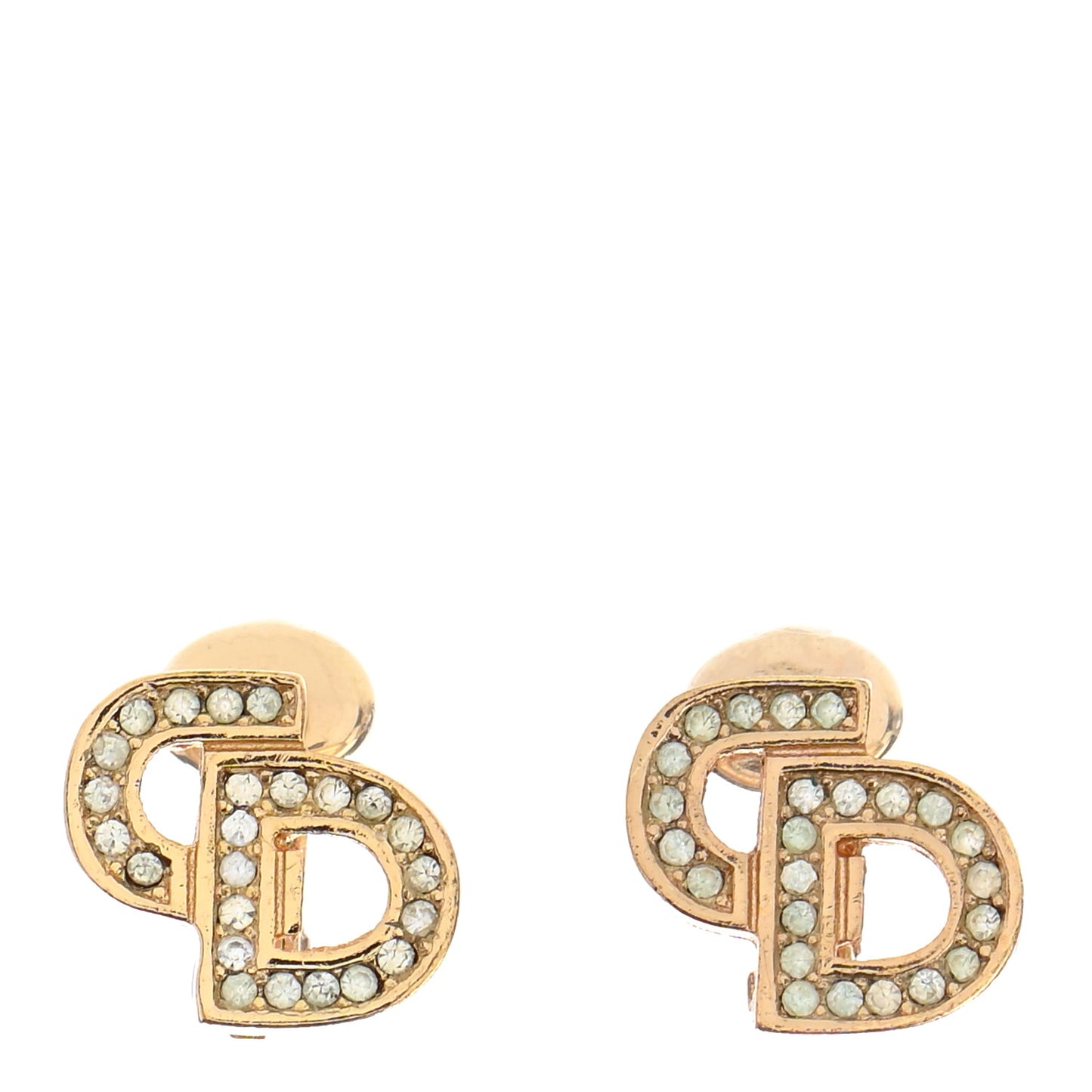 Crystal Clip On Earrings Gold