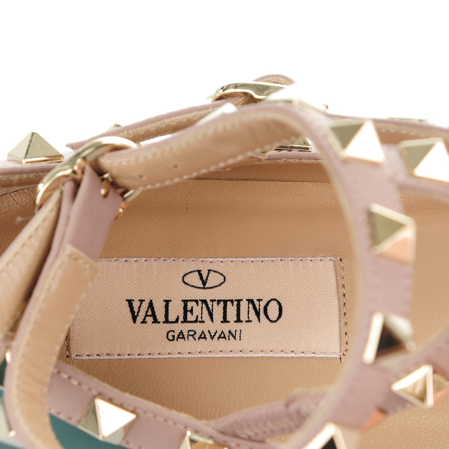 Valentino Garavani Patent Rockstud Cage Ballerina Flats 34.5 Green Poudre 7 of 8