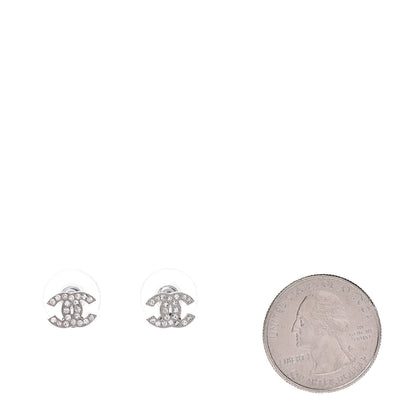 Chanel Crystal Mini Timeless CC Earrings Silver 2 of 5