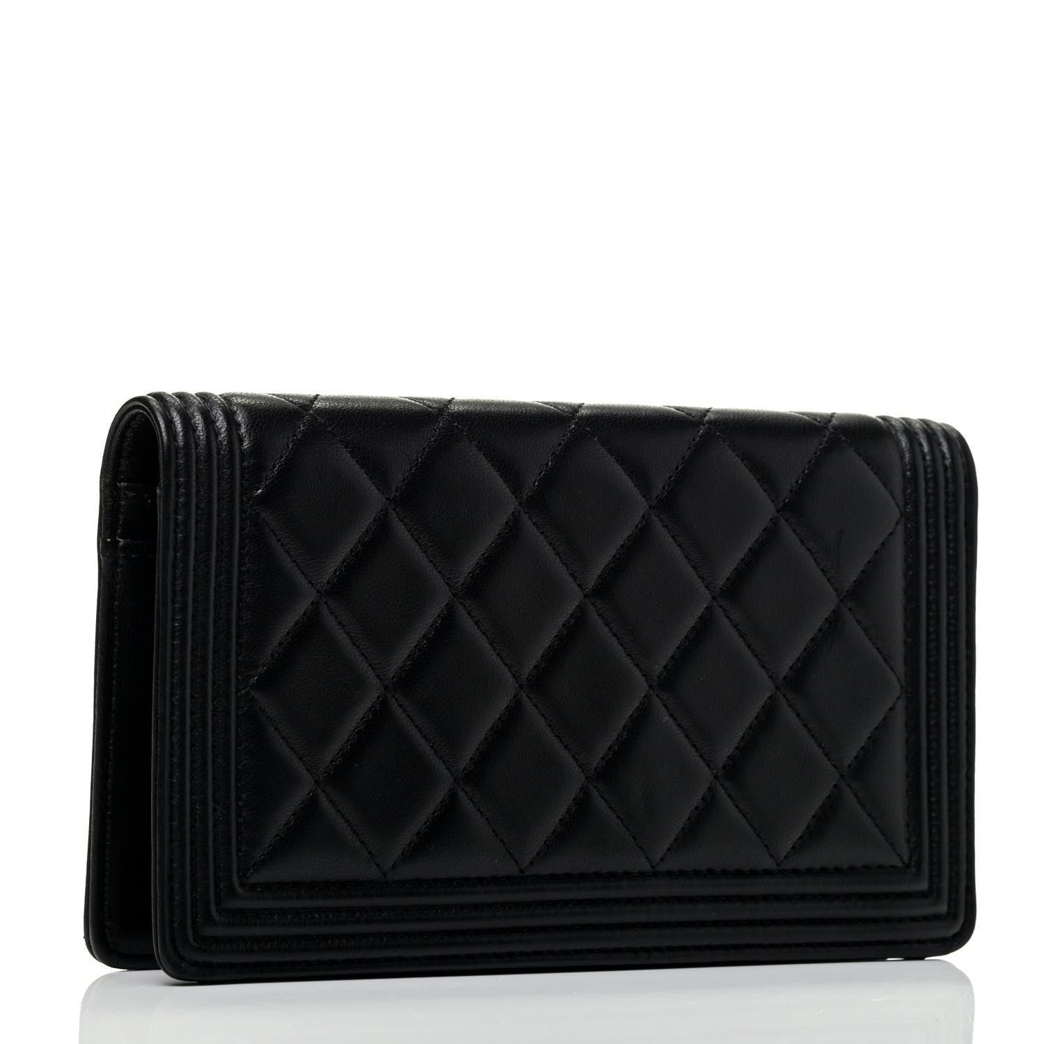 Chanel Lambskin Quilted Boy Yen Wallet Black 3 of 7