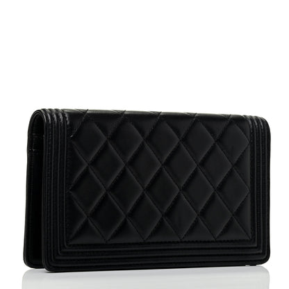 Chanel Lambskin Quilted Boy Yen Wallet Black 3 of 7