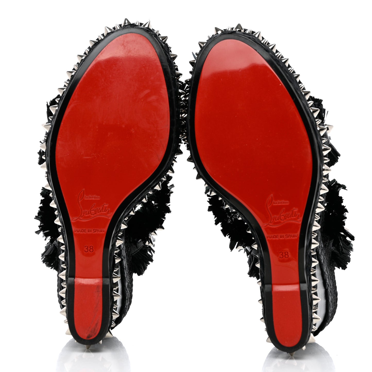 Voltinoudou 110mm Tie Cruise Raffia Spike Wedge 38 Black